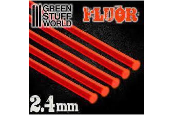 Acrylic Rods - Round 2.4 Mm Fluor Red-Orange
