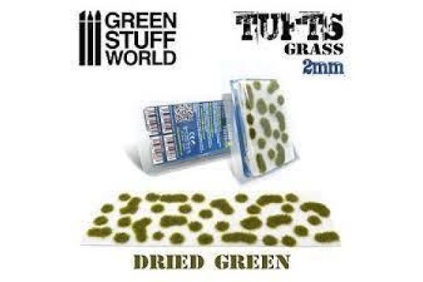 Grass Tufts - 2Mm Self-Adhesive - Dry Green