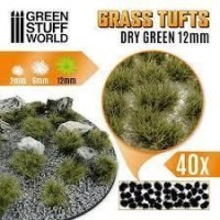 Grass Tufts - 12Mm Self-Adhesive - Dry Green