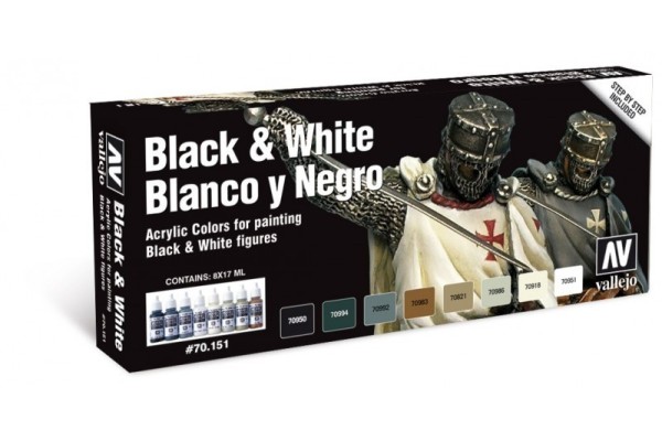 Vallejo Model Color: Set: Black And White Set (8)