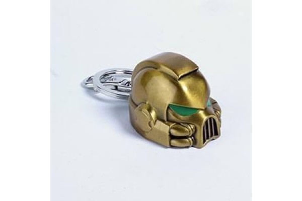Warhammer 40K Metal Keychain Space Marine Mkvii Helmet Gold