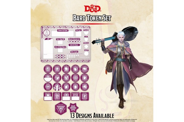 Dungeons And Dragons 5Th Bard Token Set (22  And  Combat Tile)