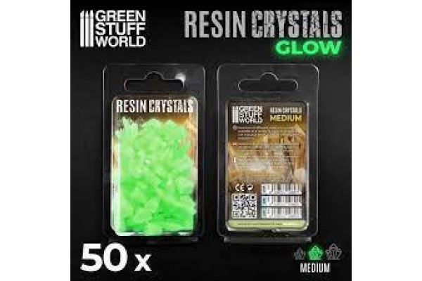 Green Glow Resin Crystals - Medium