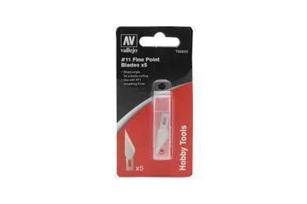 Vallejo Tool 11 Classic Fine Point Blades(5)-For No.1 Handle