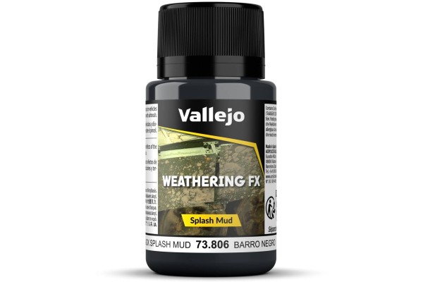 Vallejo Weathering Effects Splash Mud Black 40 Ml