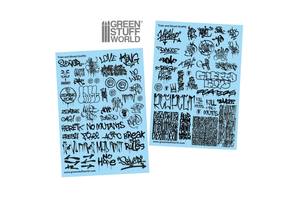Waterslide Decals - Train And Graffiti Mix - Black