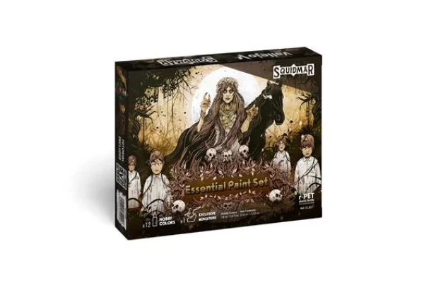 Vallejo - Game Color  / 12 Colors + Figure - Essential Paint Set By Squidmar Miniatures 18 Ml