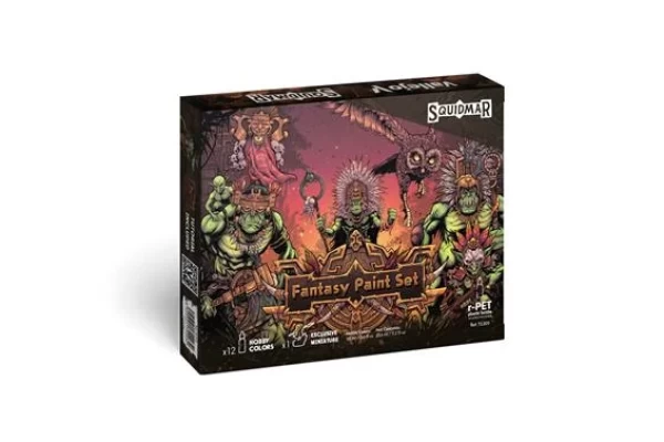Vallejo - Game Color  / 12 Colors + Figure - Fantasy Paint Set By Squidmar Miniatures 18 Ml