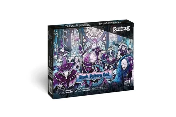 Vallejo - Game Color  / 12 Colors + Figure - Dark Future Set By Squidmar Miniatures 18 Ml