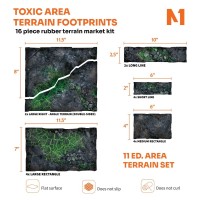 Toxic Area Terrain Footprints - 40K 11Th Edition Set - 16-Piece Rubber Terrain Marker Kit