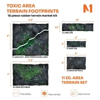 Toxic Area Terrain Footprints - 40K 11Th Edition Set - 16-Piece Rubber Terrain Marker Kit Toxic Area Terrain Footprints - 40K 11Th Edition Set - 16-Piece Rubber Terrain Marker Kit