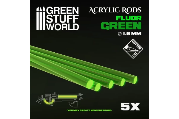 Acrylic Rods - Round 1.6 Mm Fluor Green