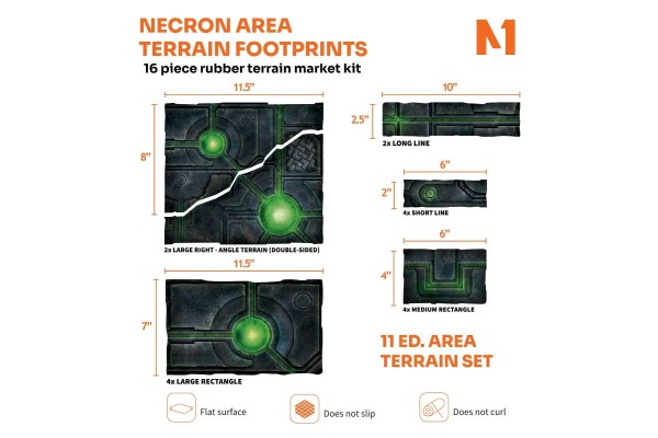 Necron Area Terrain Footprints - 40K 11Th Edition Set - 16-Piece Rubber Terrain Marker Kit