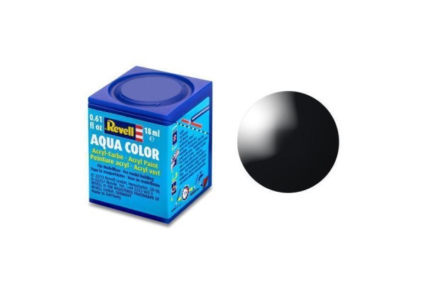 Zwart Glanzend Ral 9005 Aqua Color 18 Ml Revell Modelbouwverf Op Waterbasis