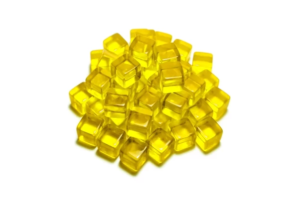 Yellow Acrylic Cube Tokens 10Mm