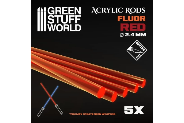 Acrylic Rods - Round 2.4 Mm Fluor Red-Orange