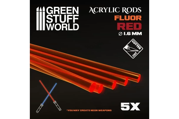 Acrylic Rods - Round 1.6 Mm Fluor Red-Orange