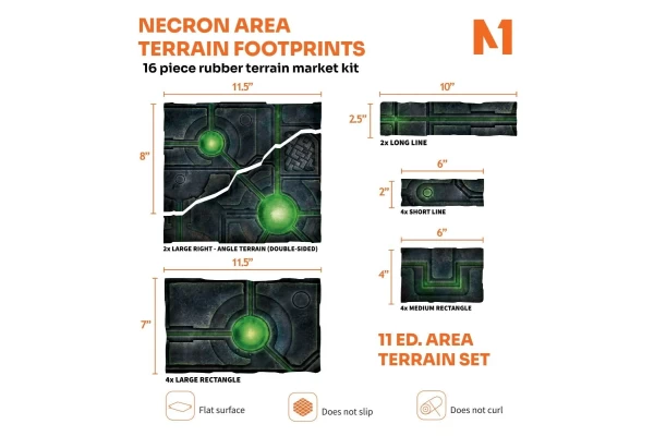Necron Area Terrain Footprints - 40K 11Th Edition Set - 16-Piece Rubber Terrain Marker Kit